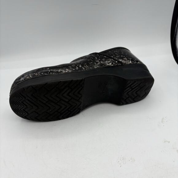 Dansko Clogs Womens US 9.5 EU 40 Black Leather Medical Nurse‎ Black Silver Spots - Picture 11 of 12